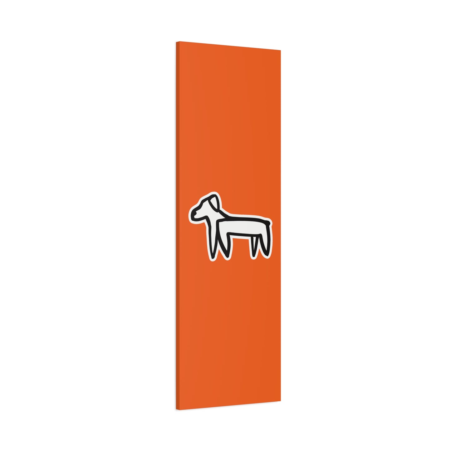 Dog Canvas Print on Orange (Sticker Style White Dog) - Dog Art Print