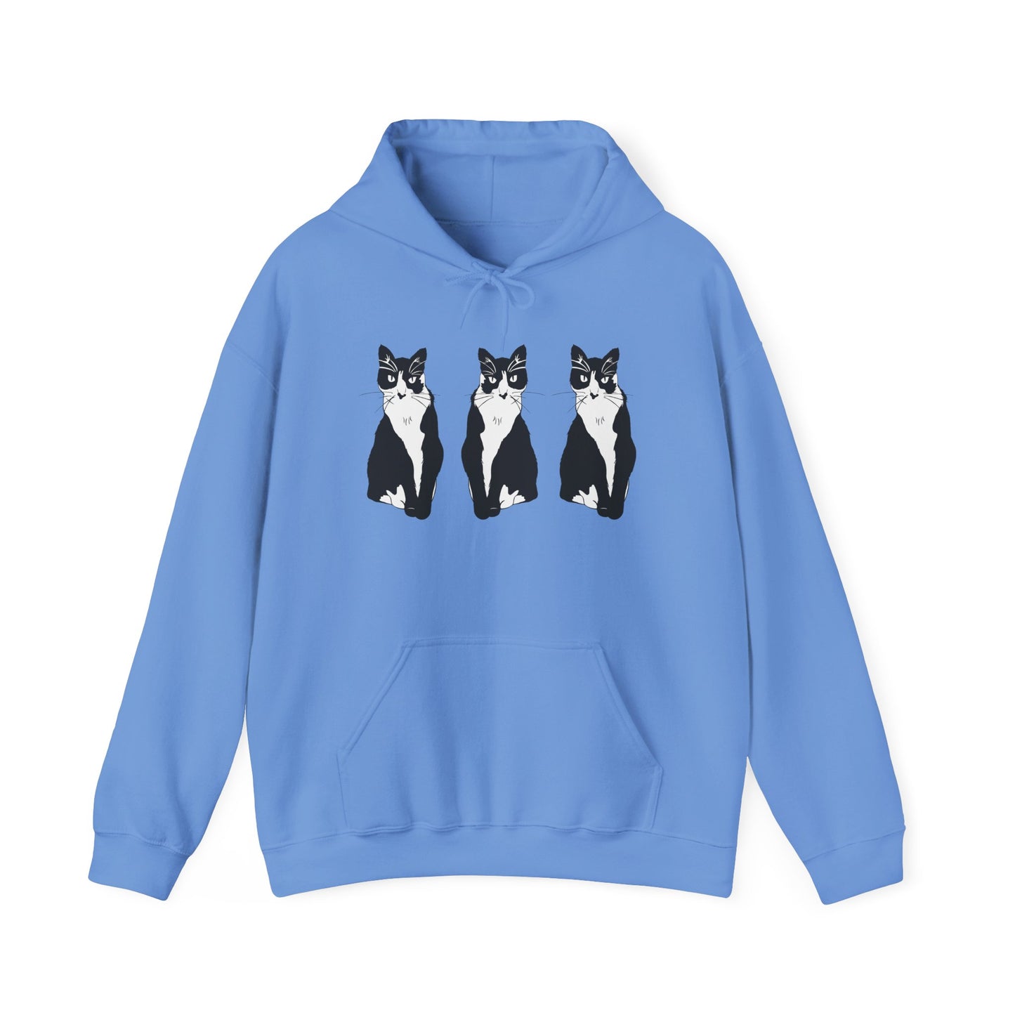 Cat x3 Hoodie (B&W Style Cat) - Cat Hooded Sweatshirt