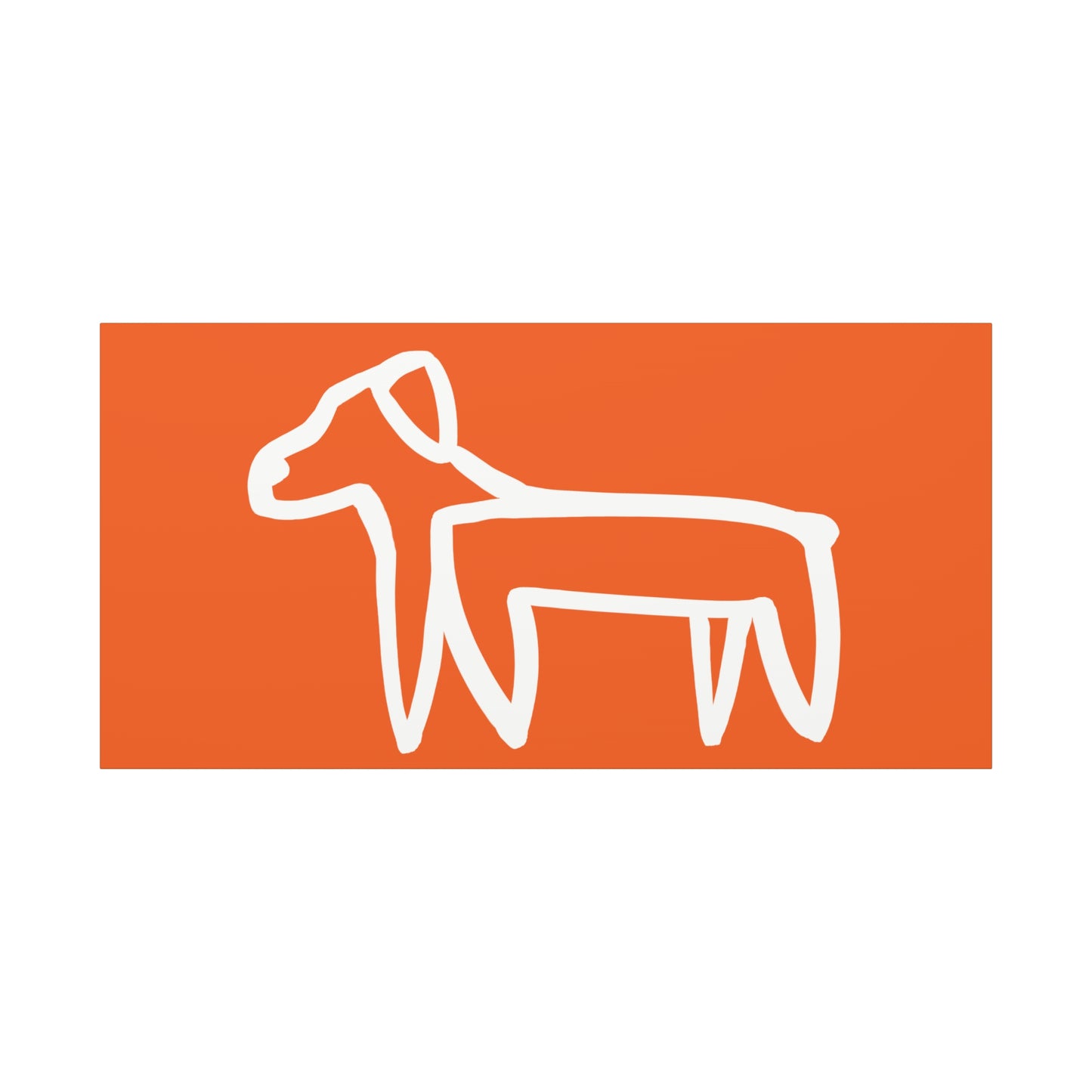 Dog Canvas Print on Orange (Transparent Style White Dog) - Dog Art Print