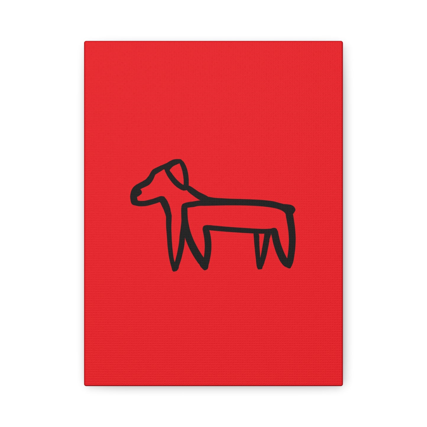 Dog Canvas Print on Red (Transparent Style Black Dog) - Dog Drawing Canvas