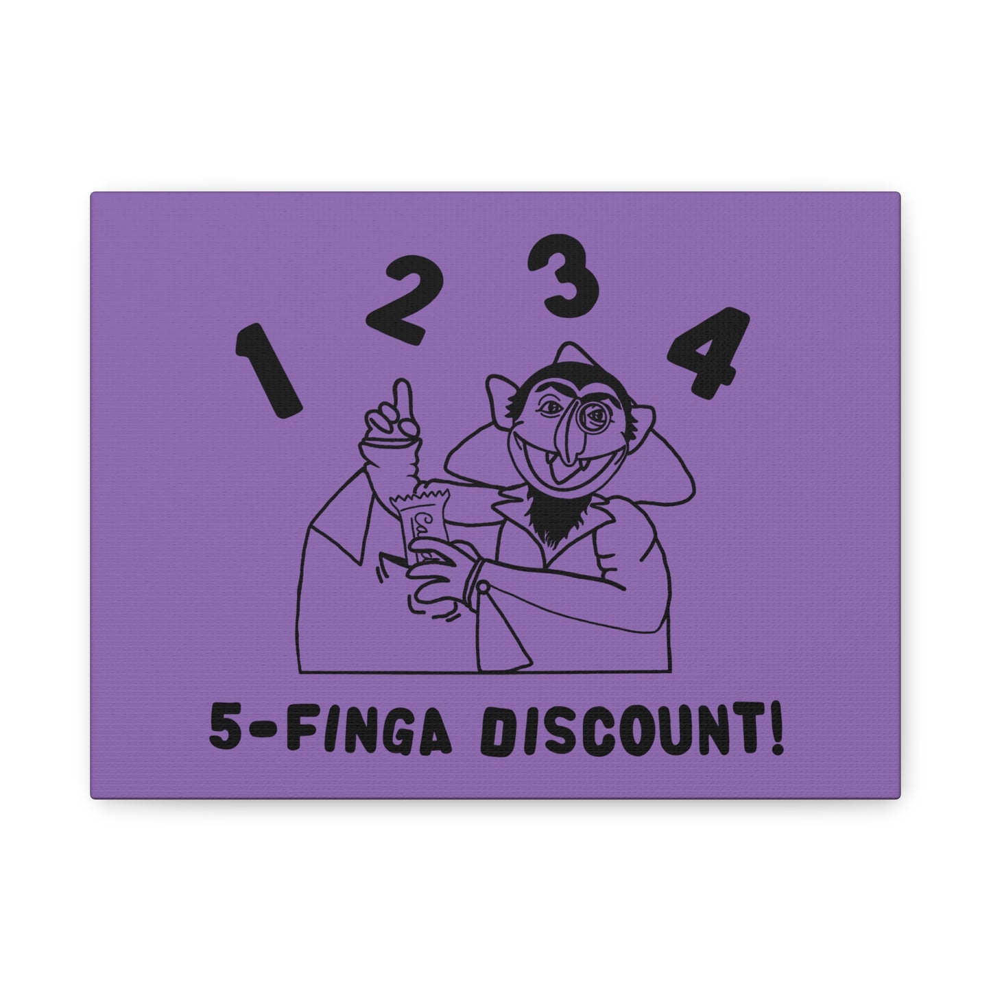 Five Finger Discount Outline Canvas Print Light Purple - Sesame Street The Count Parody Art Print
