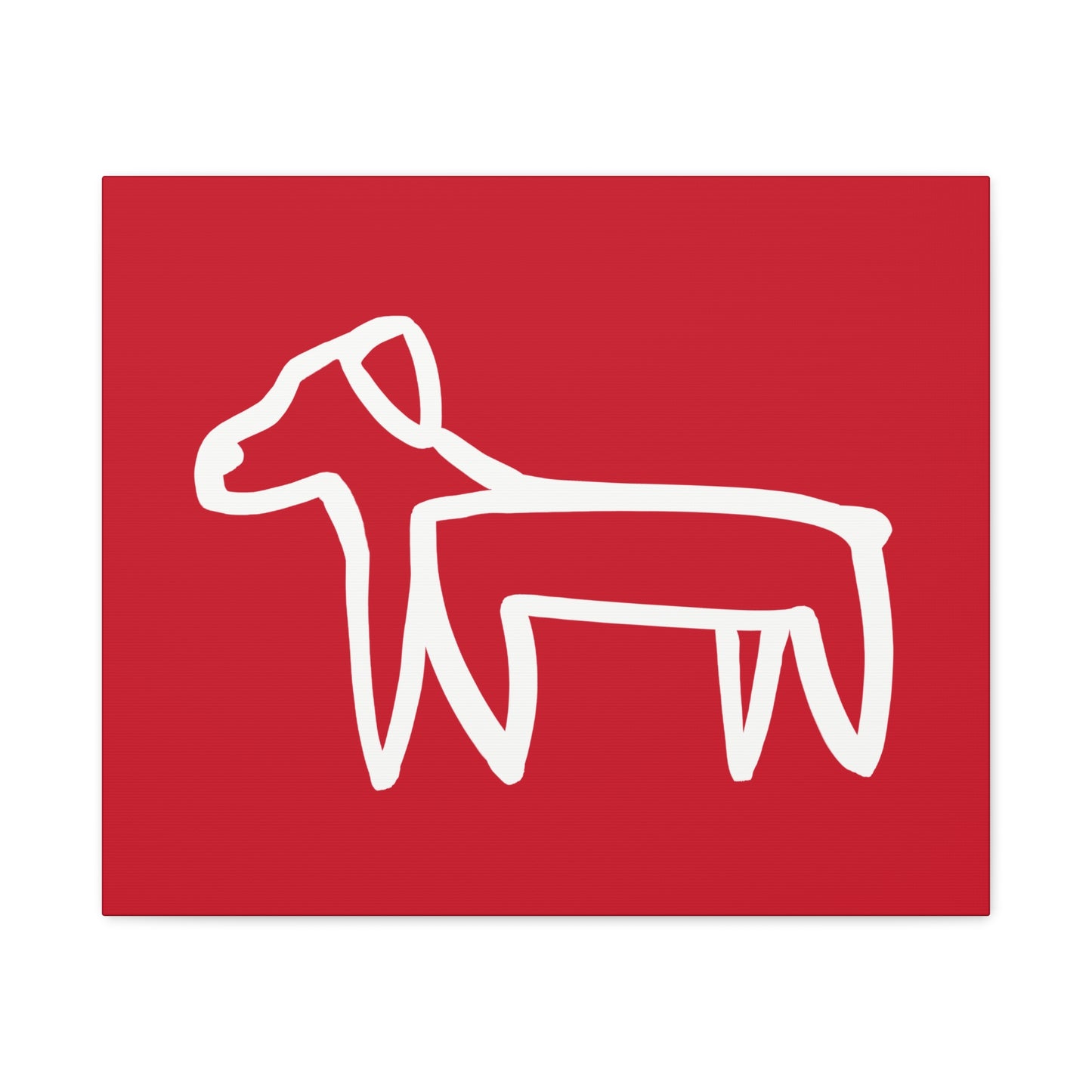 Dog Canvas Print on Red (Transparent Style White Dog) - Dog Art Print