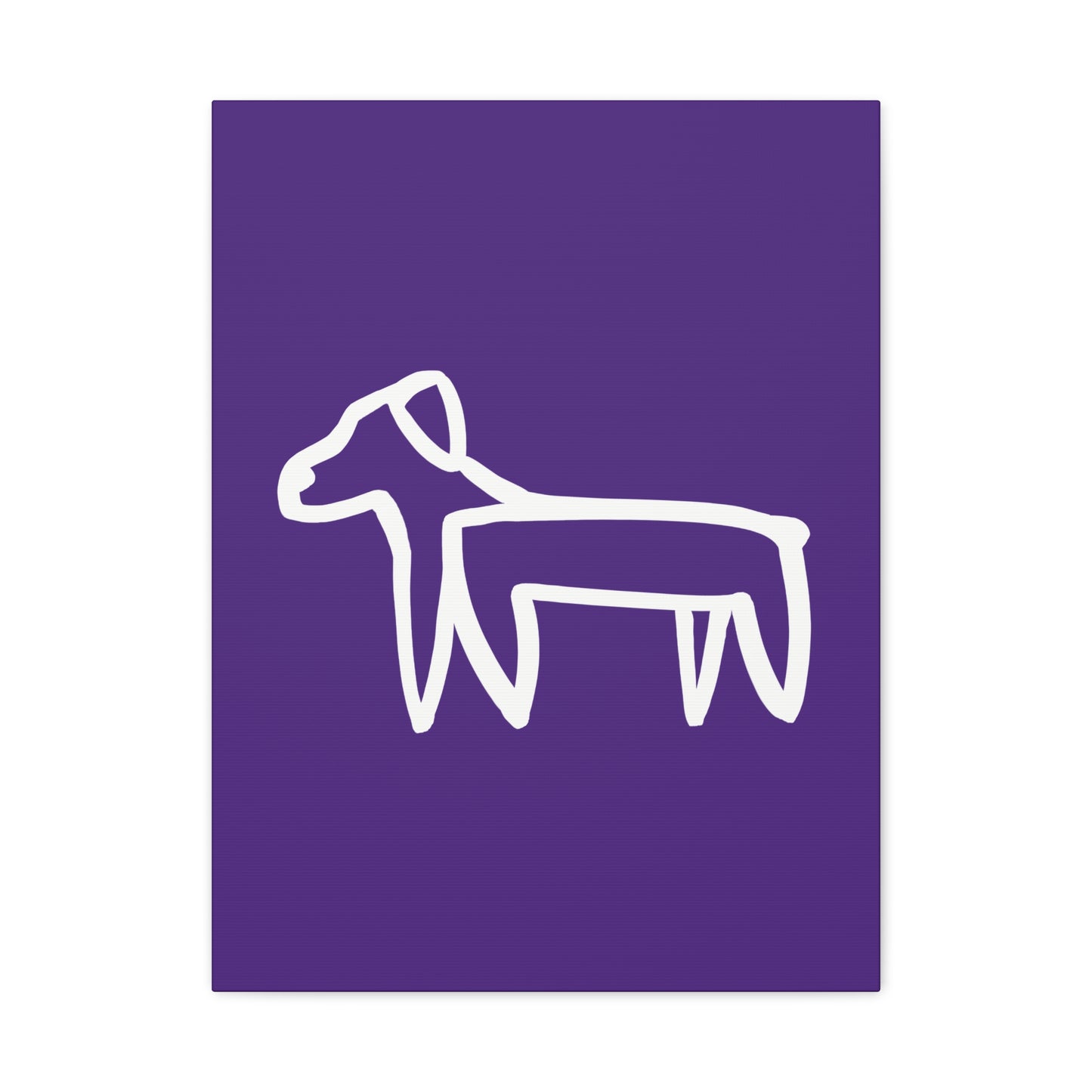 Dog Canvas Print on Purple (Transparent Style White Dog) - Dog Art Print