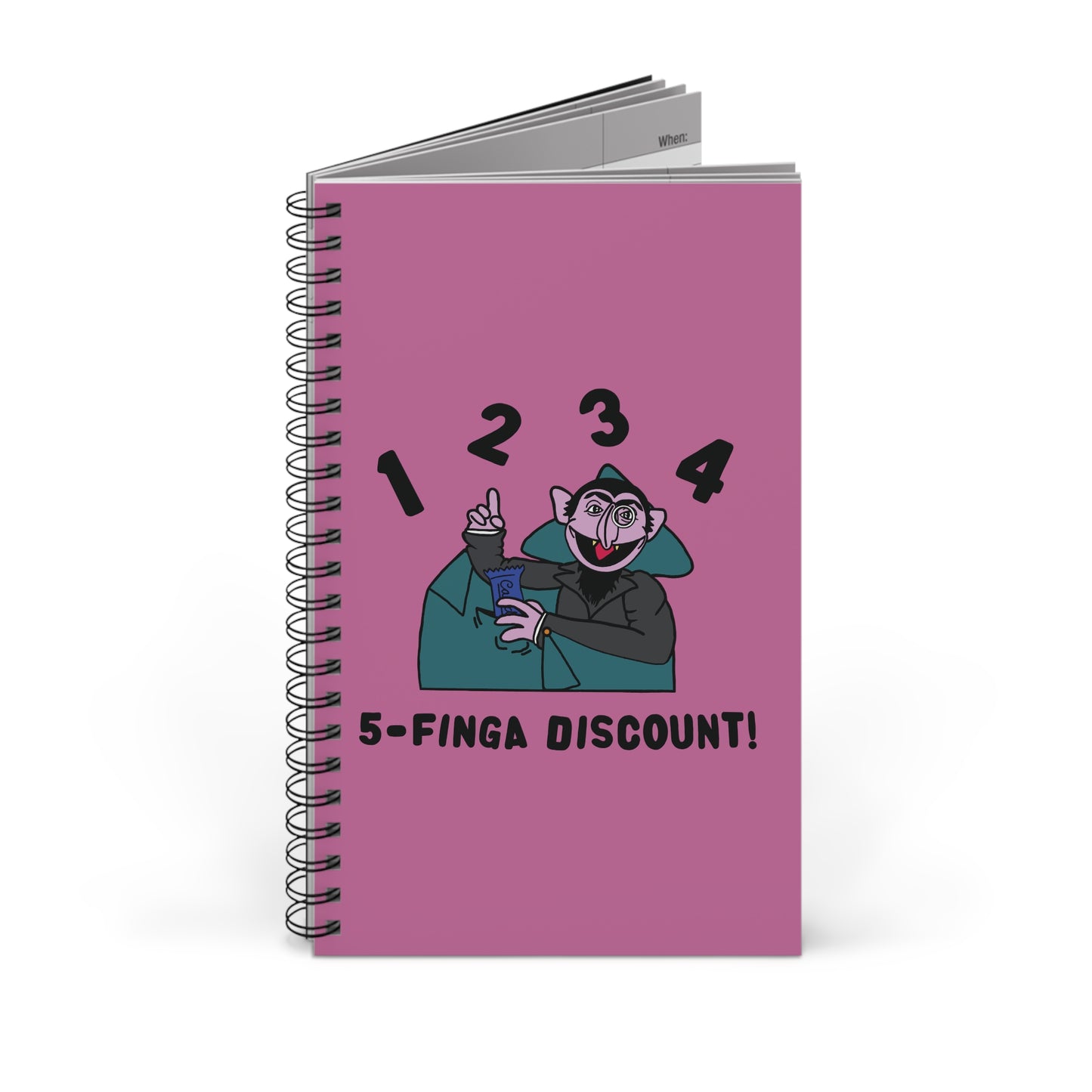 Five Finger Discount Notebook Light Pink - Sesame Street The Count Parody Notebook