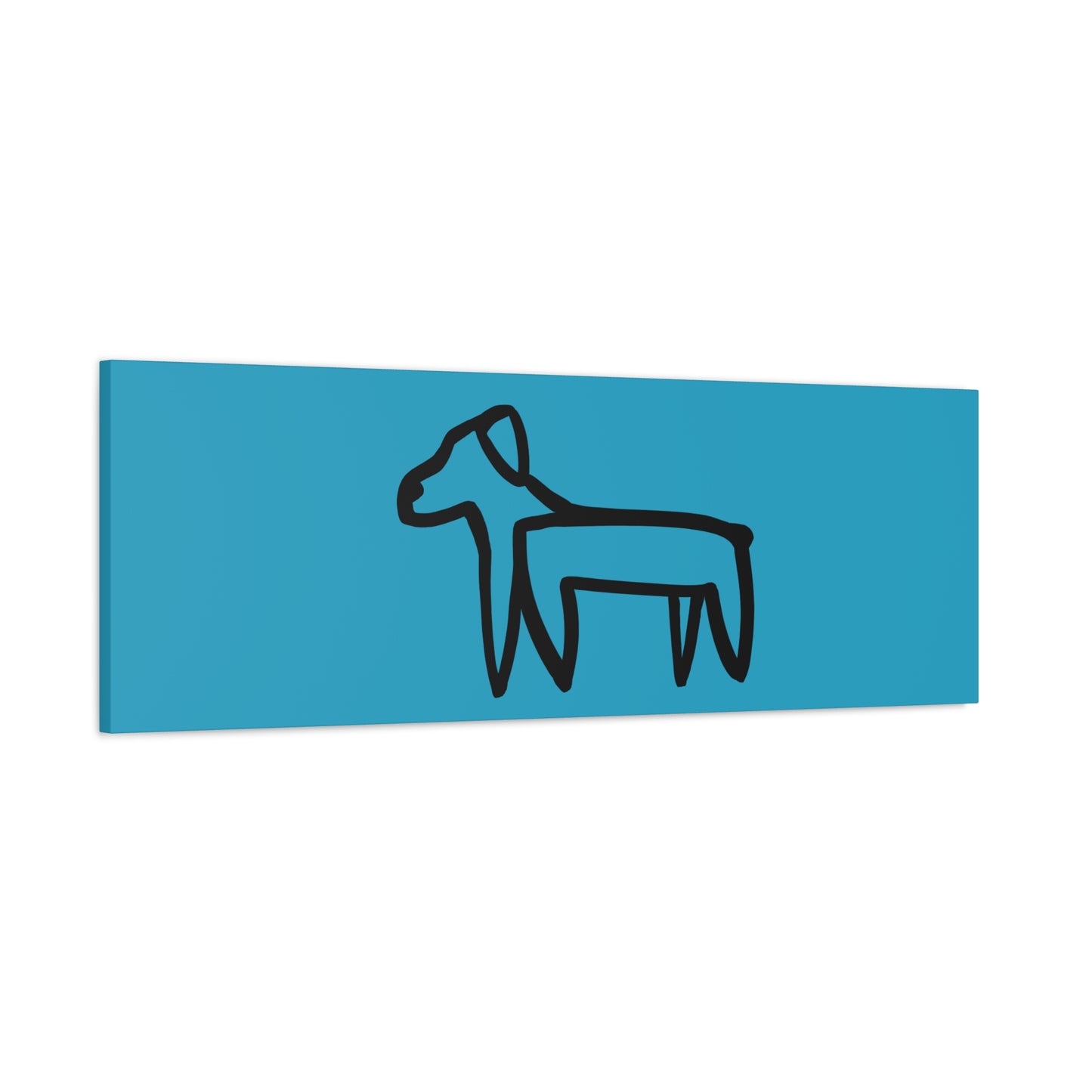 Dog Canvas Print on Turquoise (Transparent Style Black Dog) - Dog Drawing Canvas
