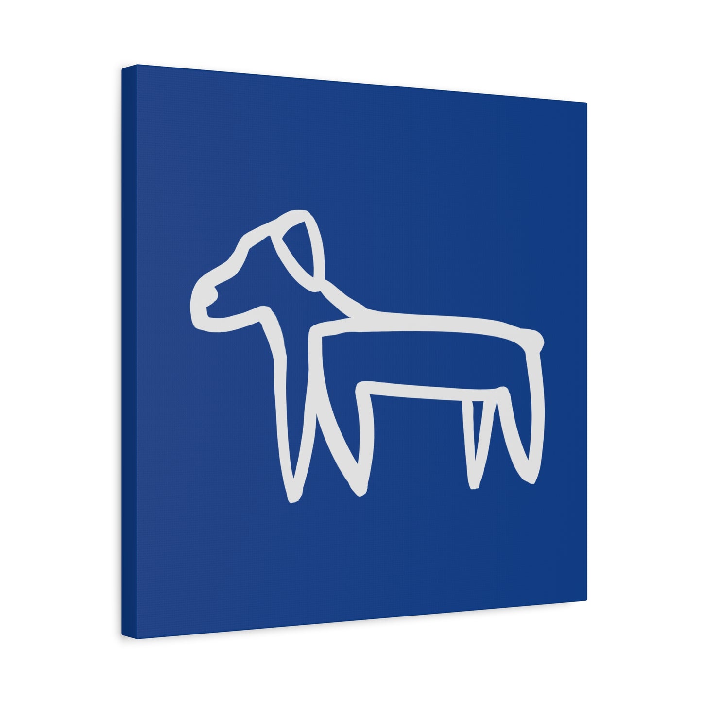 Dog Canvas Print on Blue (Transparent Style White Dog) - Dog Art Print