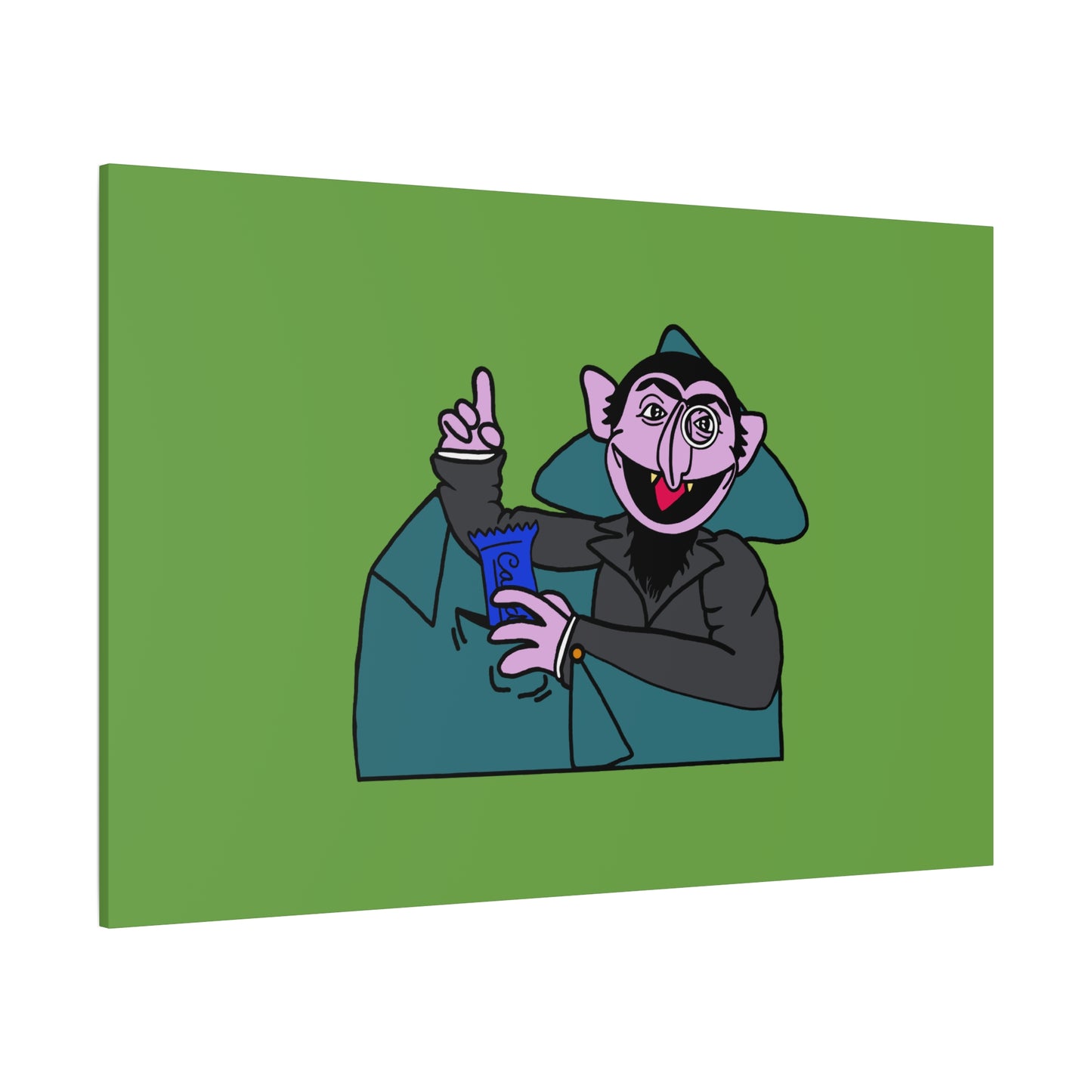 The Count Stealing Candy Canvas Print Green - Sesame Street The Count Parody Art
