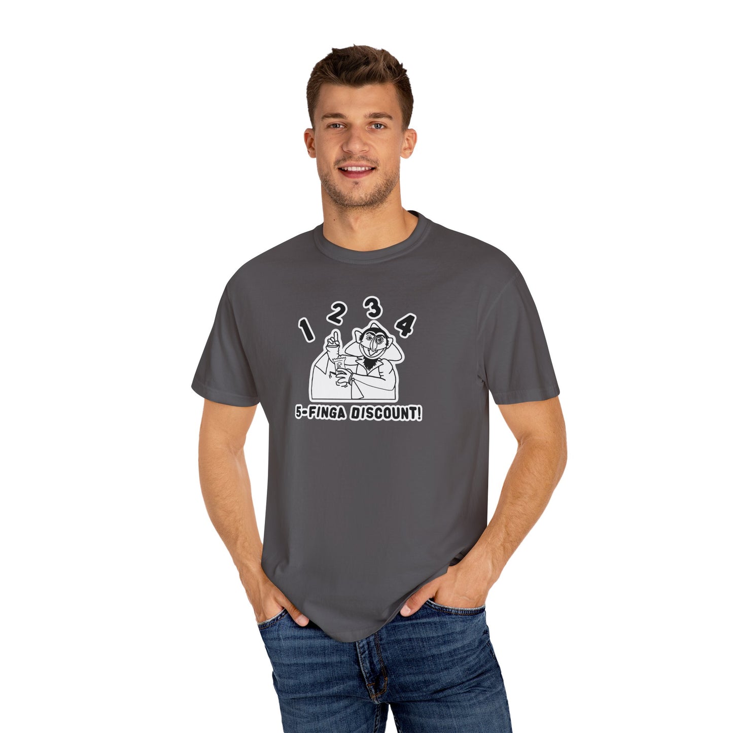 Five Finger Discount Outline Tee - Sesame Street The Count Parody Shirt