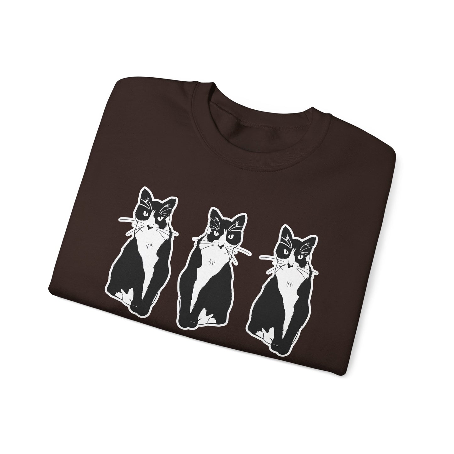 Cat x3 Sweatshirt (Sticker Style Cat) - Cat Drawing Sweatshirt