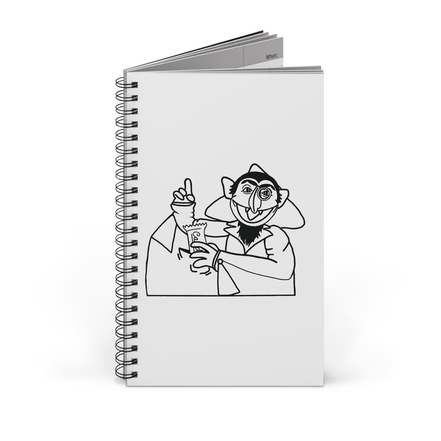 The Count Stealing Candy Outline Notebook White - Sesame Street The Count Parody Spiral Notebook