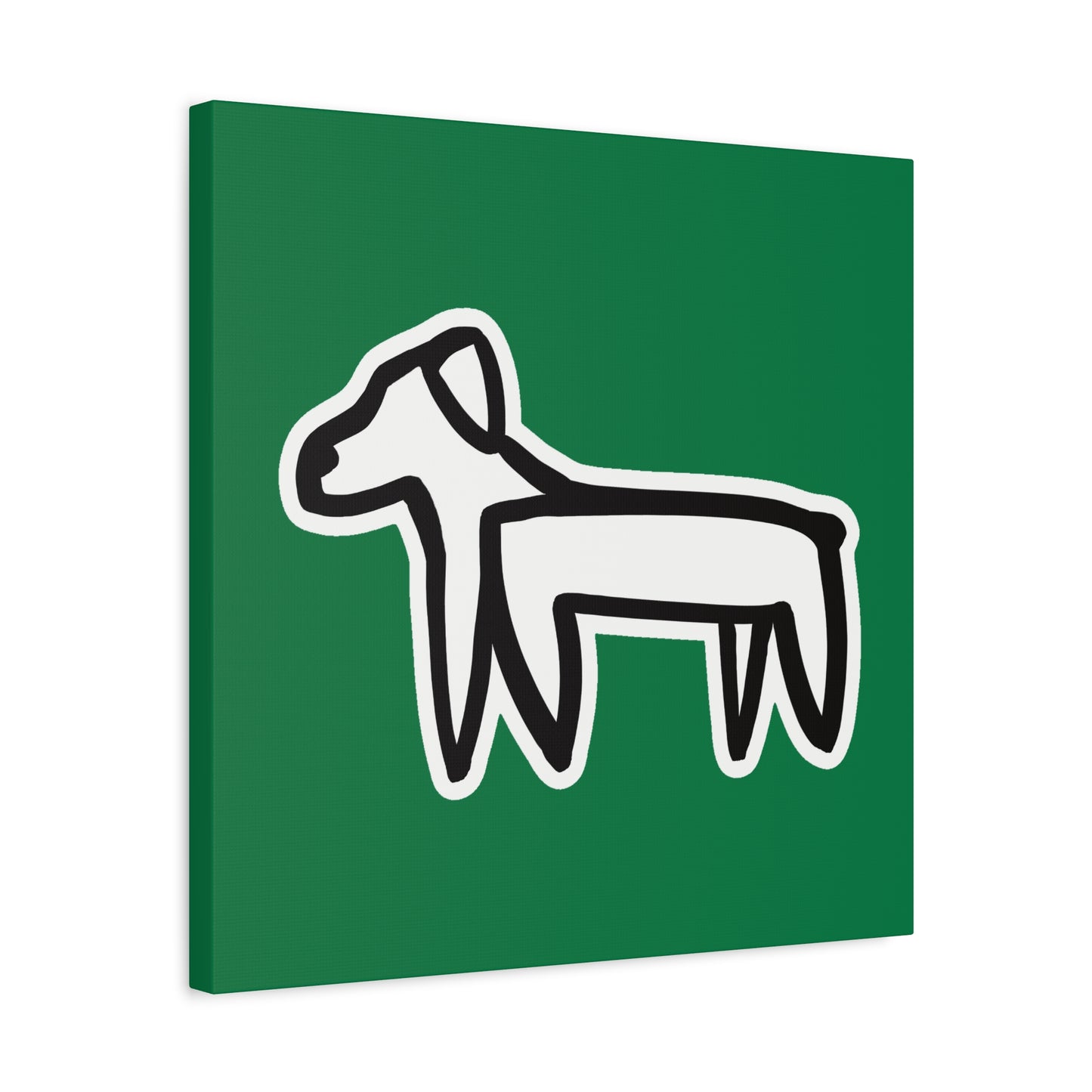 Dog Canvas Print on Green (Sticker Style White Dog) - Dog Art Print
