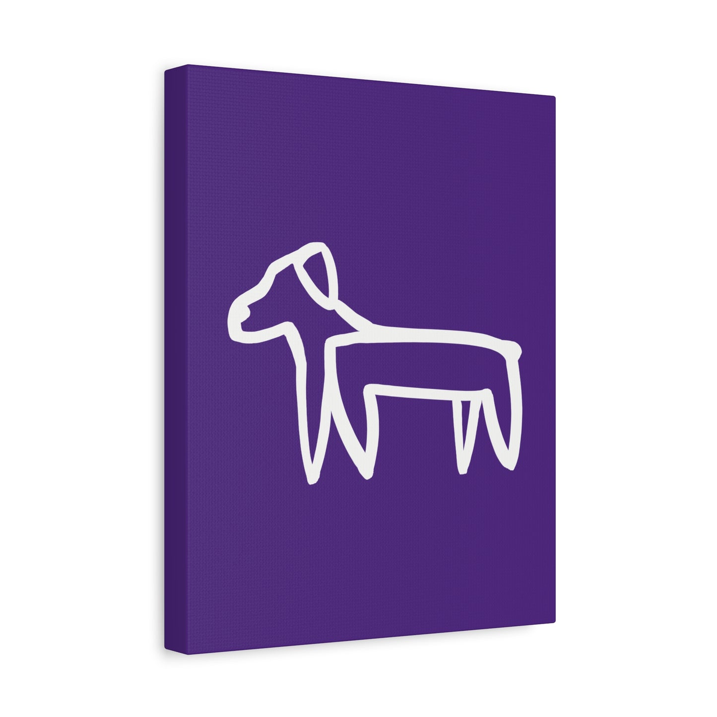 Dog Canvas Print on Purple (Transparent Style White Dog) - Dog Art Print