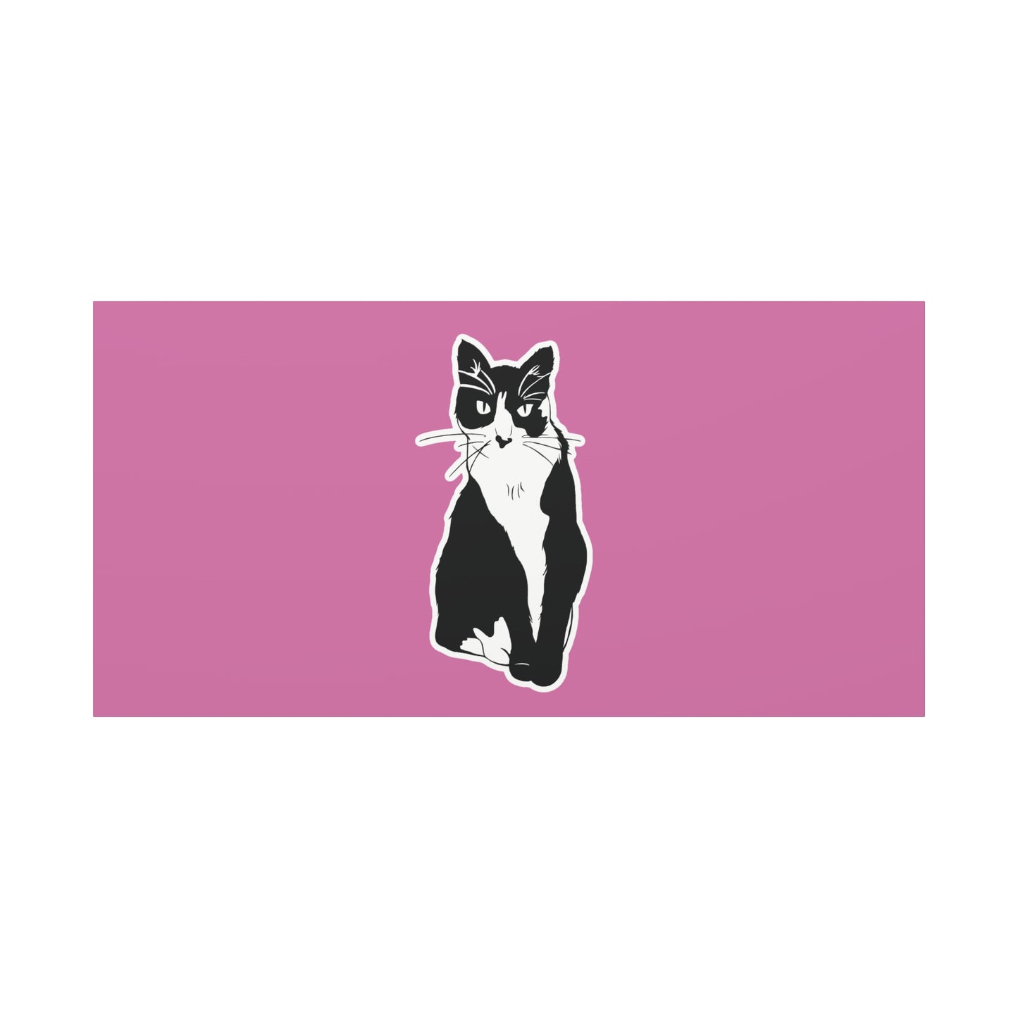 Cat Canvas on Light Pink (Sticker Style Cat) - Cat Drawing Art