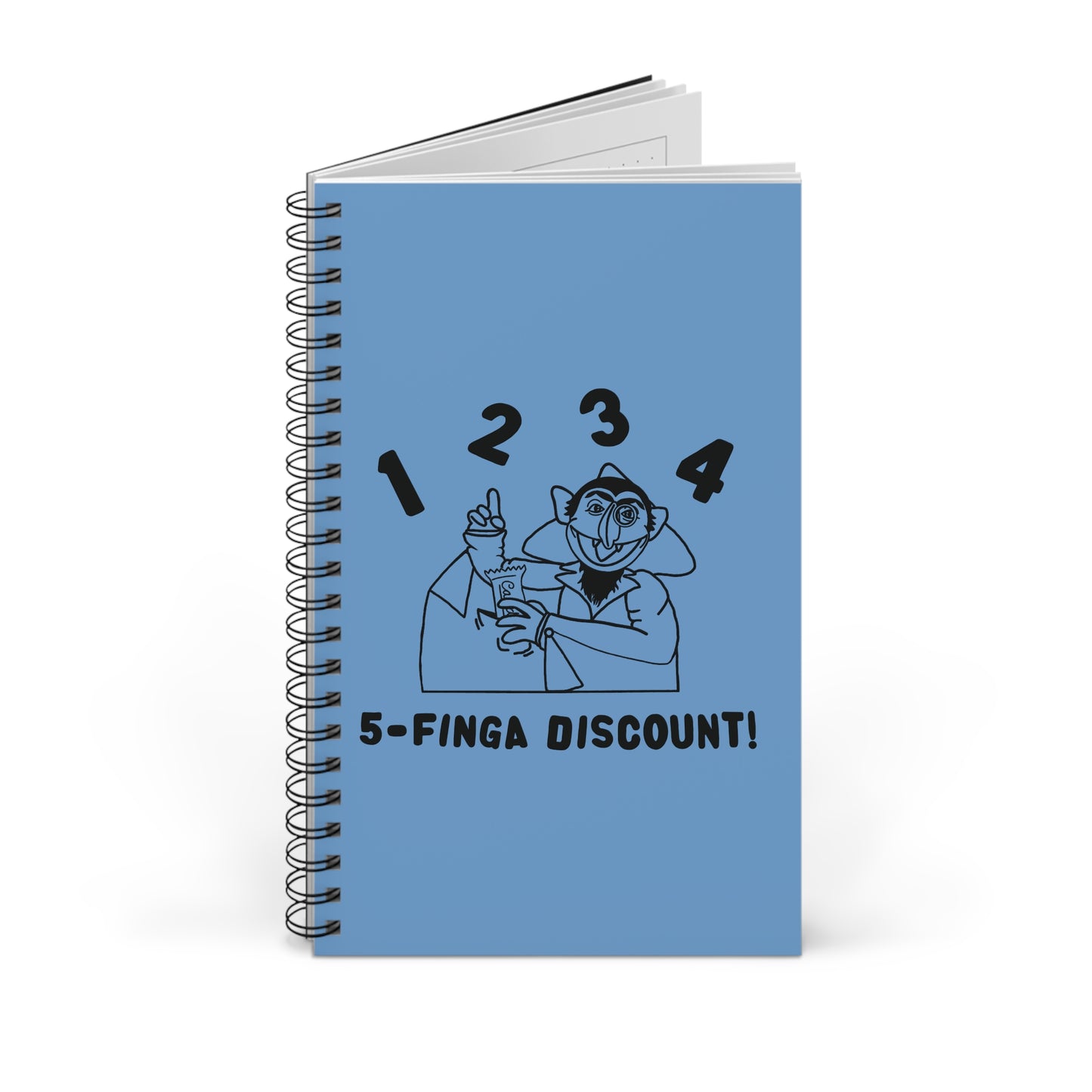 Five Finger Discount Outline Notebook Light Blue - Sesame Street Parody The Count Spiral Notebook