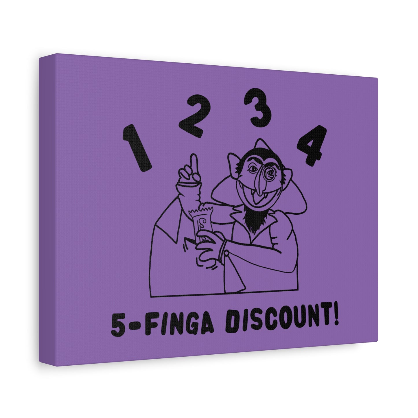 Five Finger Discount Outline Canvas Print Light Purple - Sesame Street The Count Parody Art Print