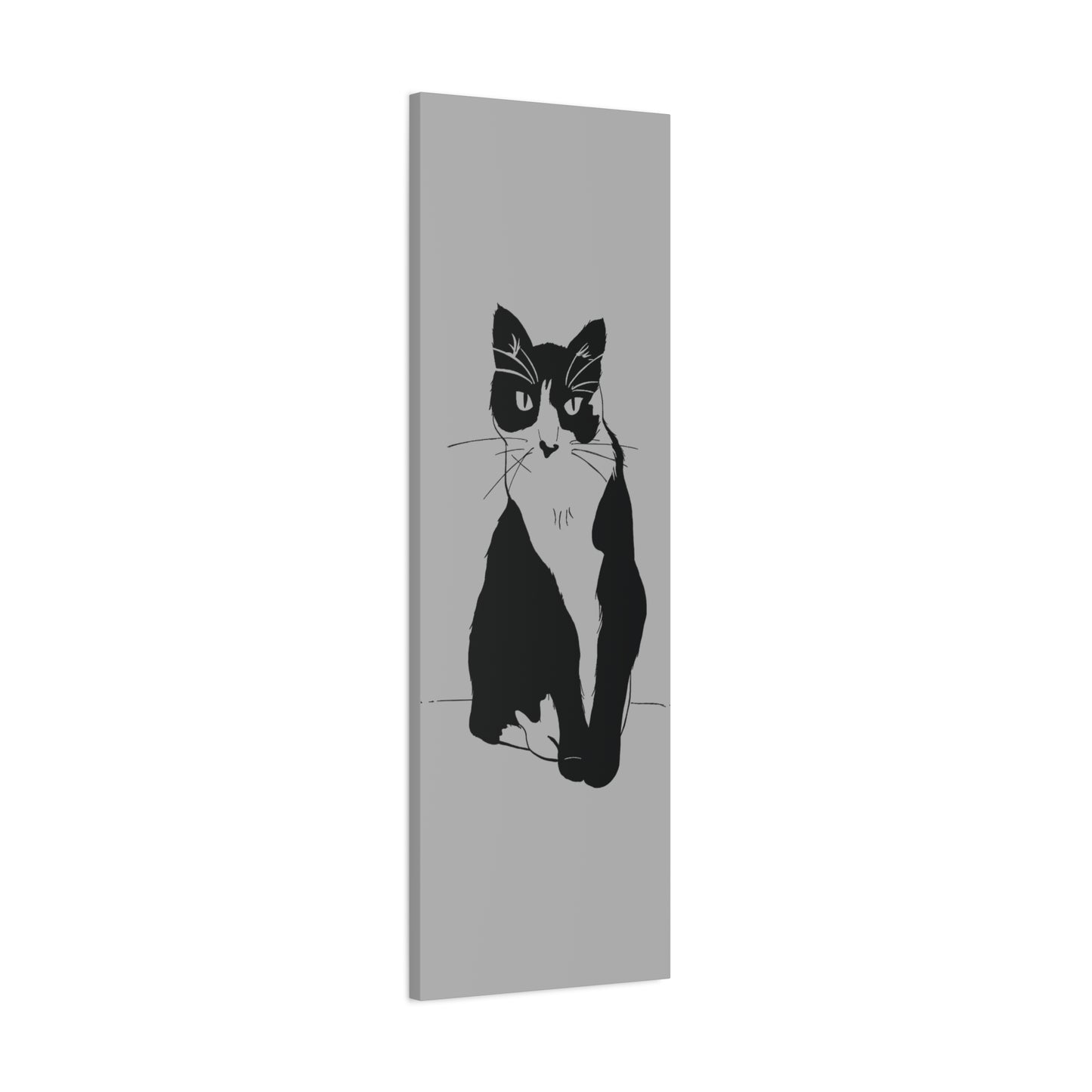 Cat Canvas Print on Grey (Transparent Style Cat) - Cat Drawing Art