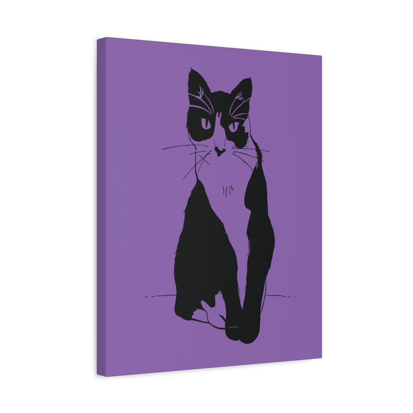 Cat Canvas Print on Purple (Transparent Style Cat) - Cat Drawing Art