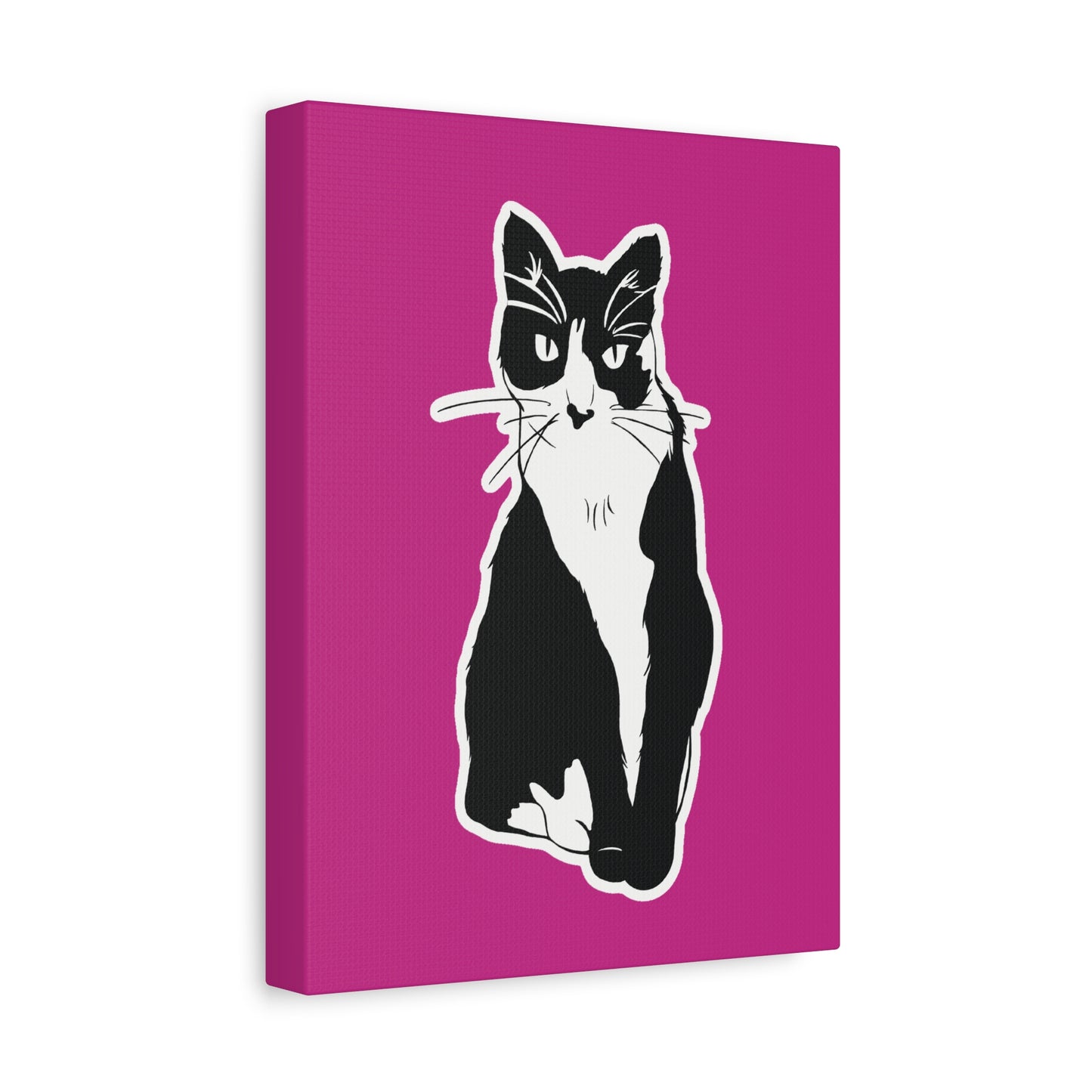 Cat Canvas on Pink (Sticker Style Cat) - Cat Drawing Art