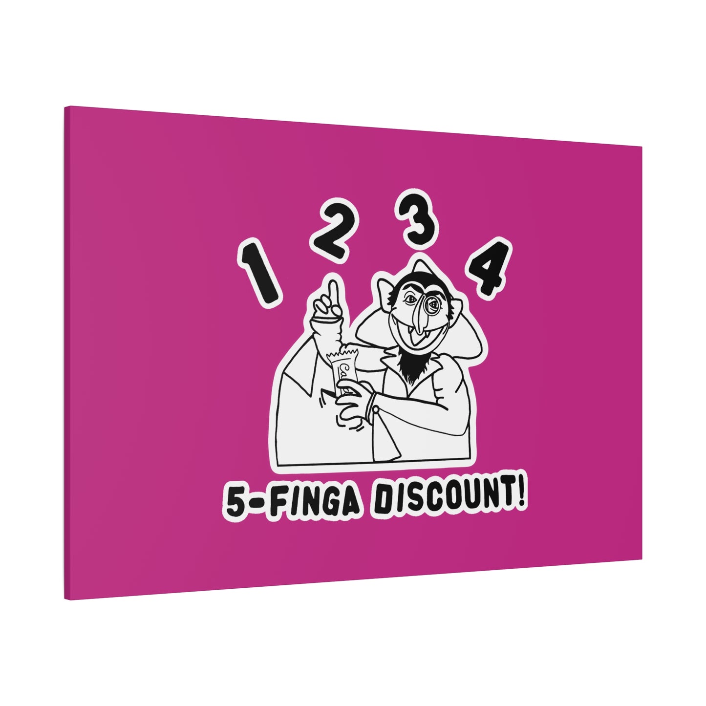 Five Finger Discount Outline Canvas Print Pink - Sesame Street The Count Parody Art Print