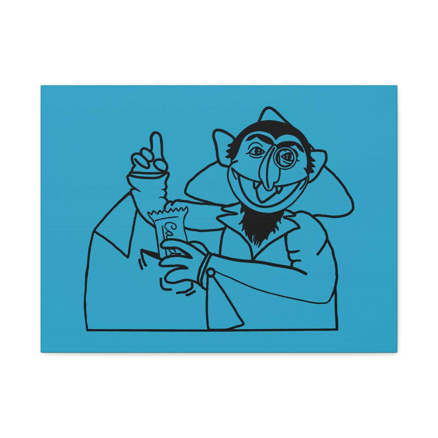 The Count Stealing Candy Outline Canvas Print Turquoise - Sesame Street The Count Art Print