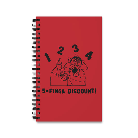 Five Finger Discount Outline Notebook Red - Sesame Street The Count Parody Notebook