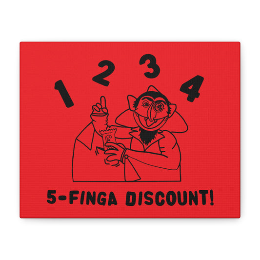 Five Finger Discount Outline Canvas Print Red - Sesame Street The Count Parody Art Print