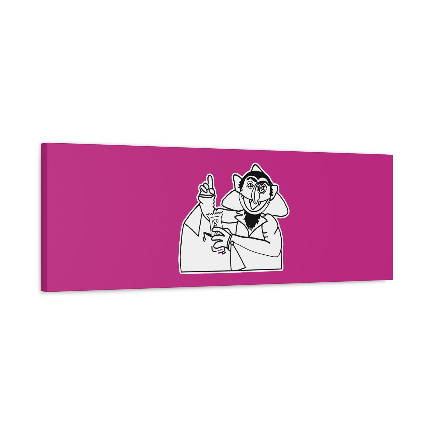 The Count Stealing Candy Outline Canvas Print Pink - Sesame Street The Count Parody Art