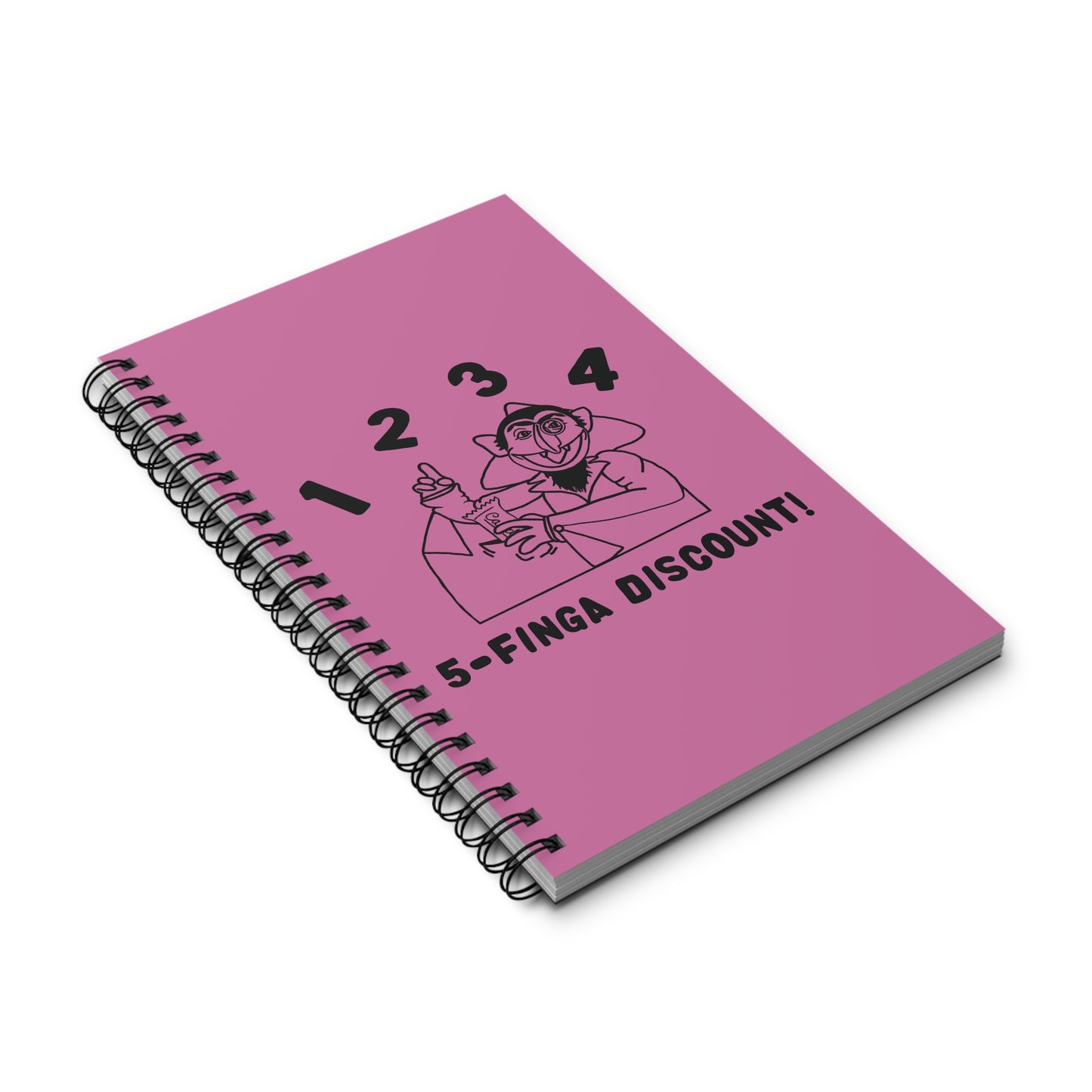 Five Finger Discount Outline Notebook Light Pink - Sesame Street Parody The Count Spiral Notebook