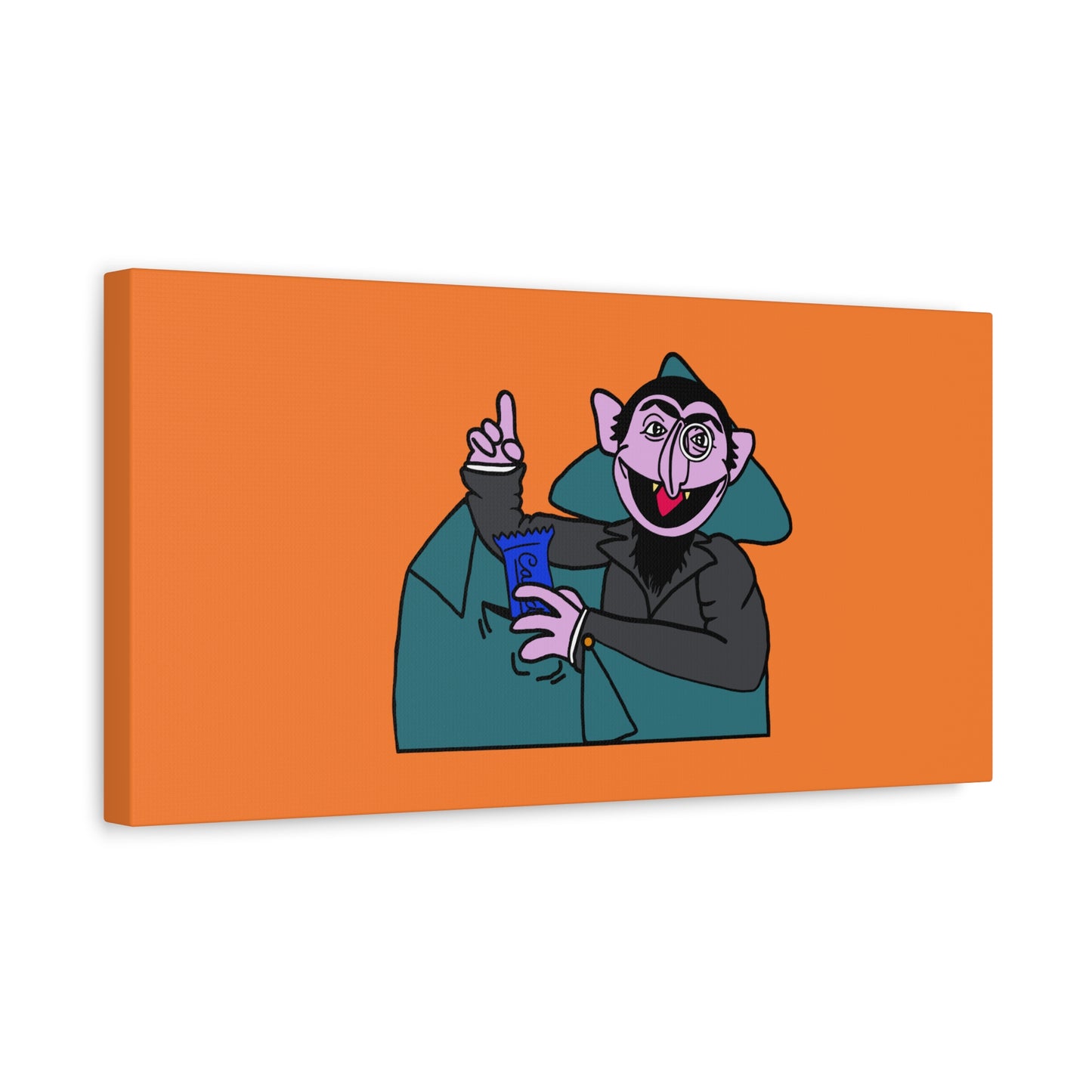 The Count Stealing Candy Canvas Print Orange - Sesame Street The Count Parody Art