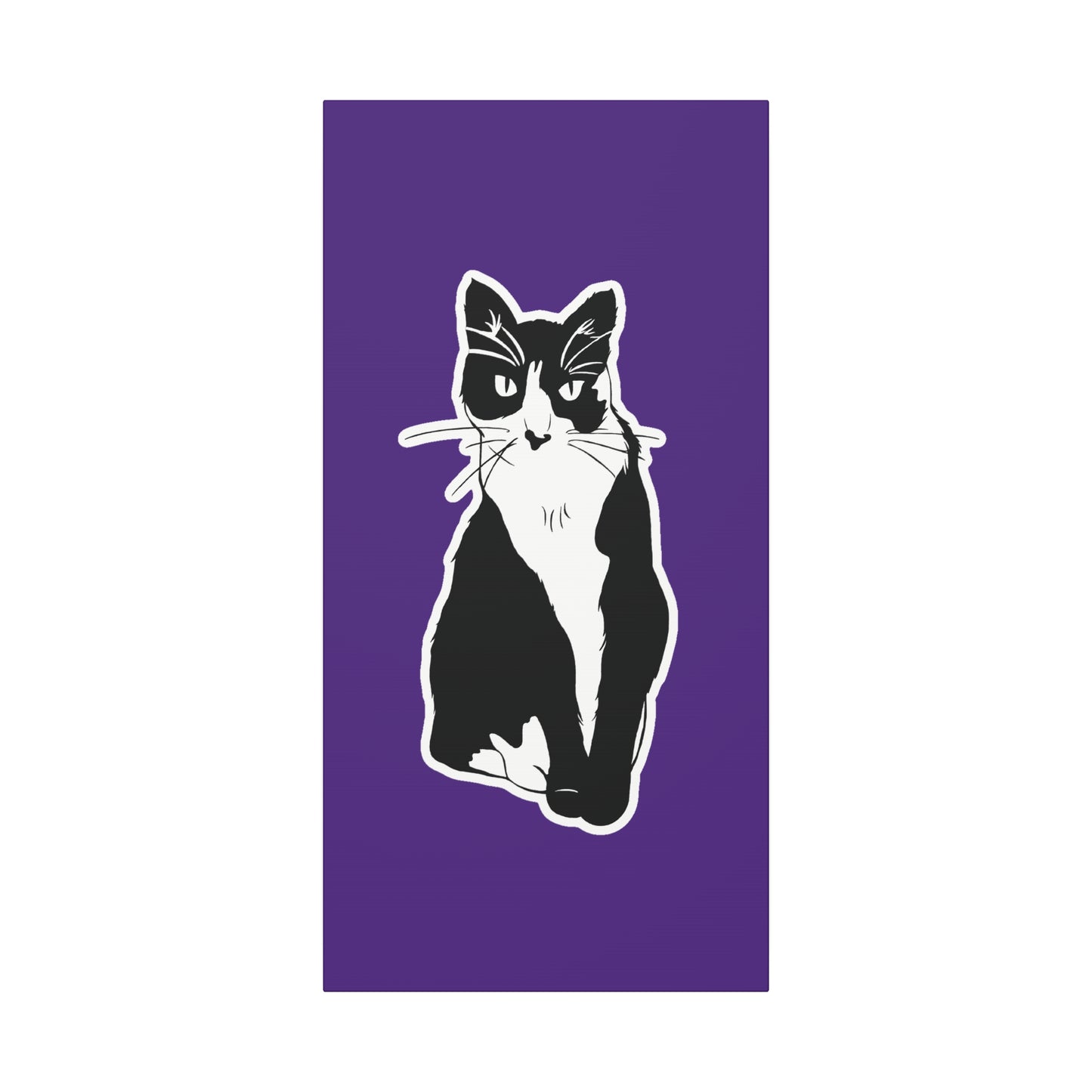 Cat Canvas Print on Purple (Sticker Style Cat) - Cat Drawing Art
