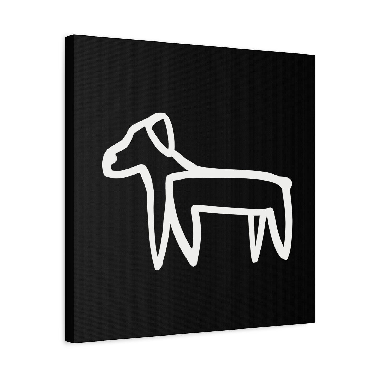Dog Canvas Print on Black (Transparent Style White Dog) - Dog Art Print