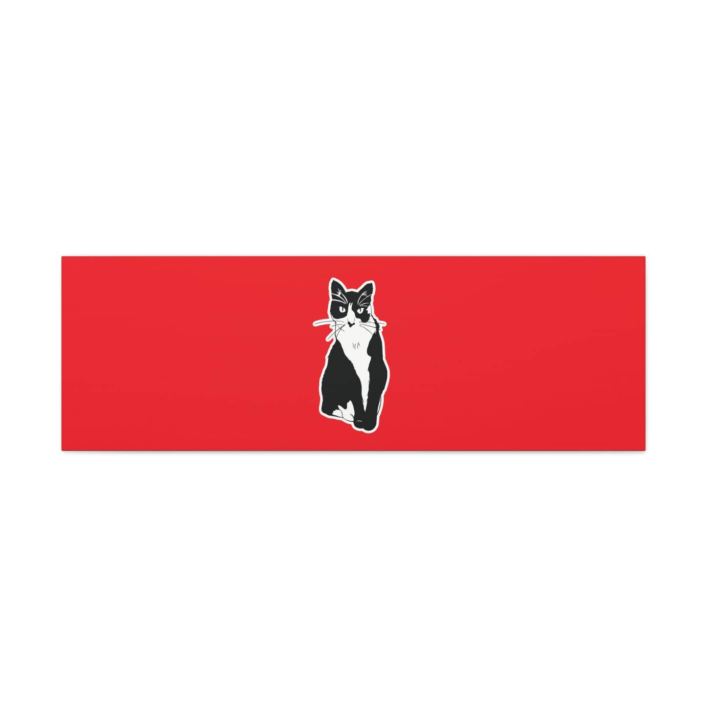 Cat Canvas Print on Red (Sticker Style Cat) - Cat Drawing Art