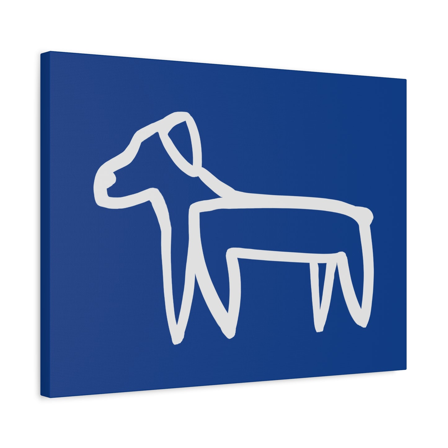 Dog Canvas Print on Blue (Transparent Style White Dog) - Dog Art Print