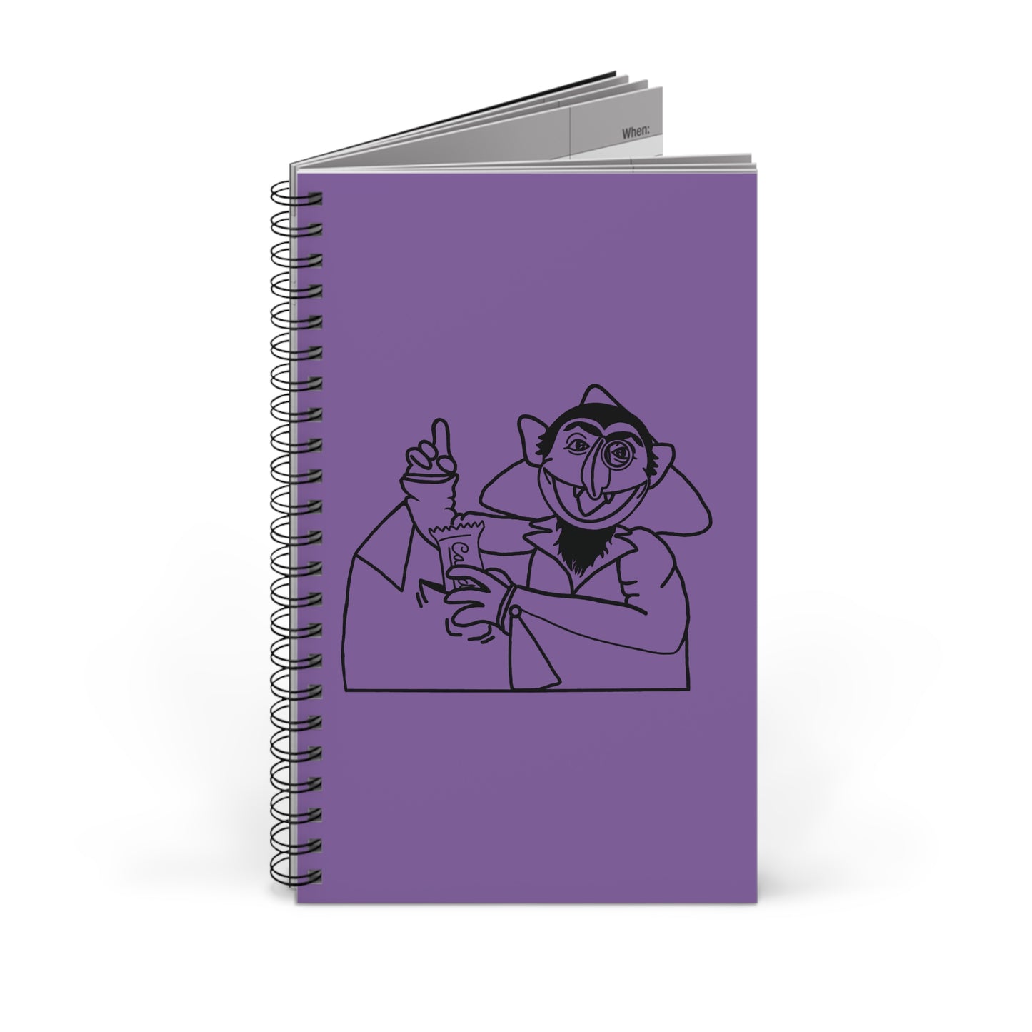 The Count Stealing Candy Outline Notebook Light Purple - Sesame Street The Count Parody Spiral Notebook