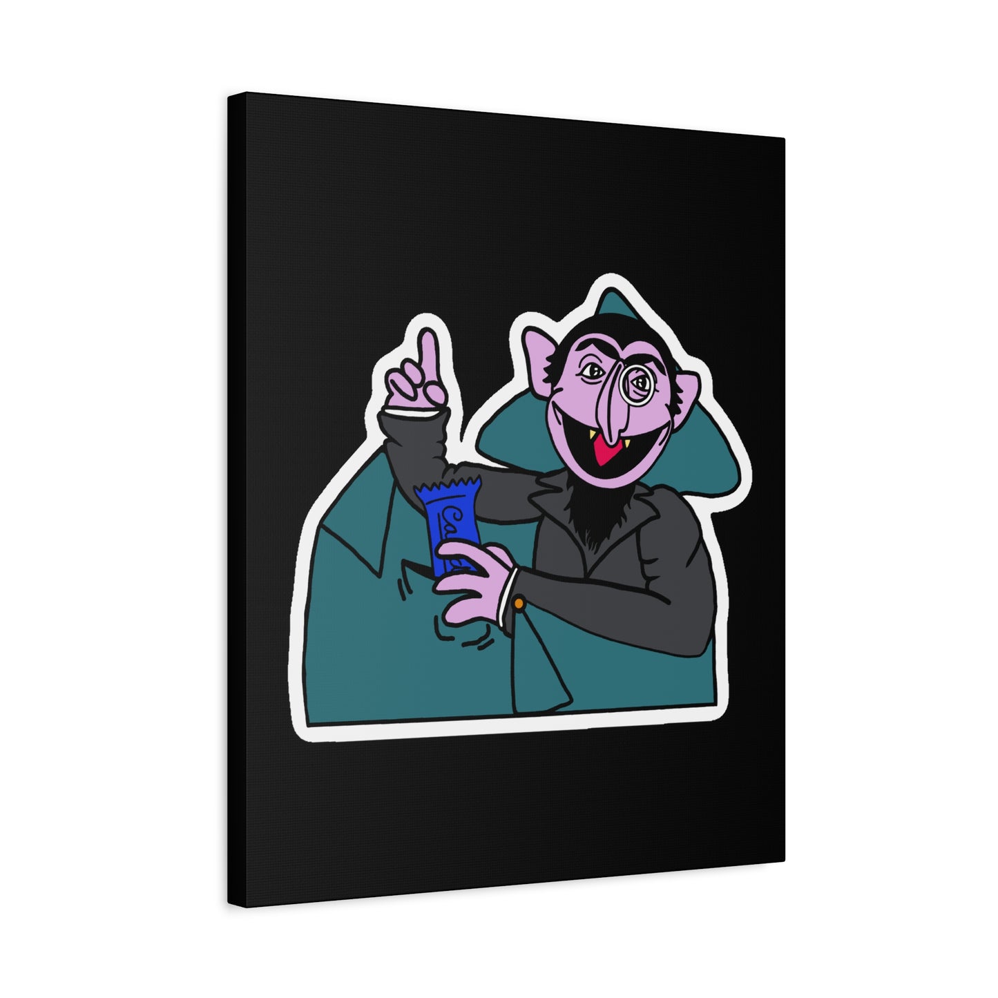 The Count Stealing Candy Canvas Print Black - Sesame Street The Count Parody Art
