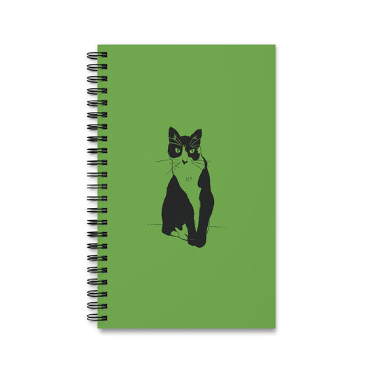 Cat Notebook in Light Green (Transparent Style Cat) - Cat Spiral Notebook