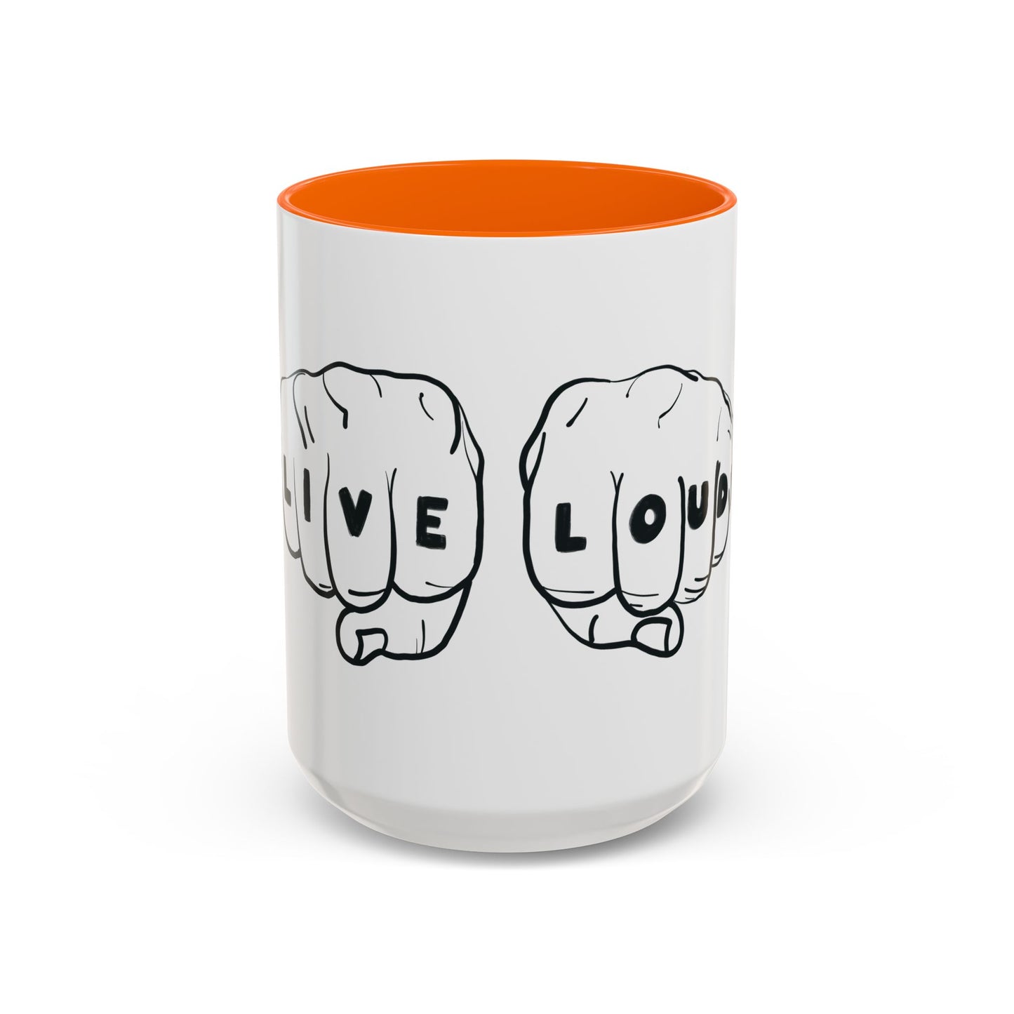 Live Loud Knuckle Tats Tattooed Fists Accent Mug