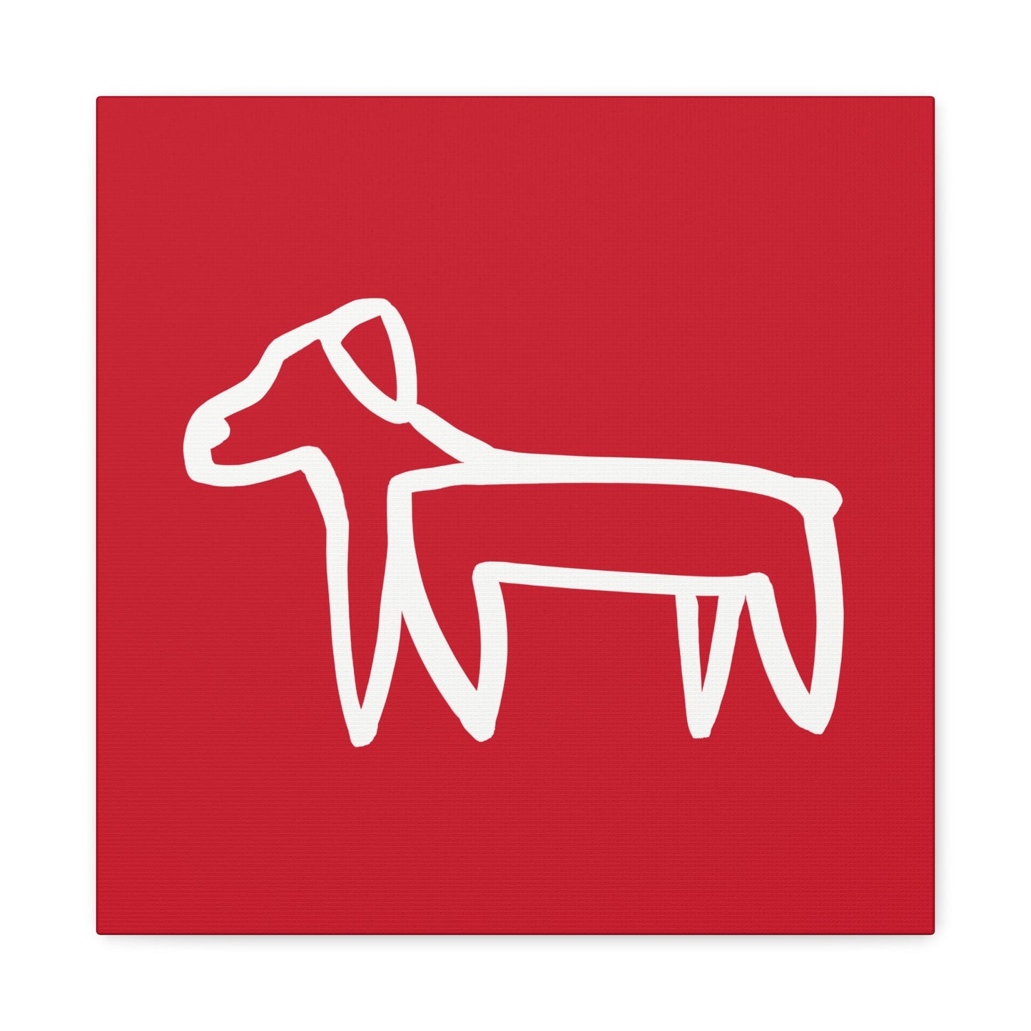 Dog Canvas Print on Red (Transparent Style White Dog) - Dog Art Print