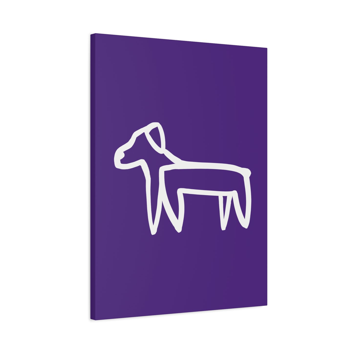 Dog Canvas Print on Purple (Transparent Style White Dog) - Dog Art Print