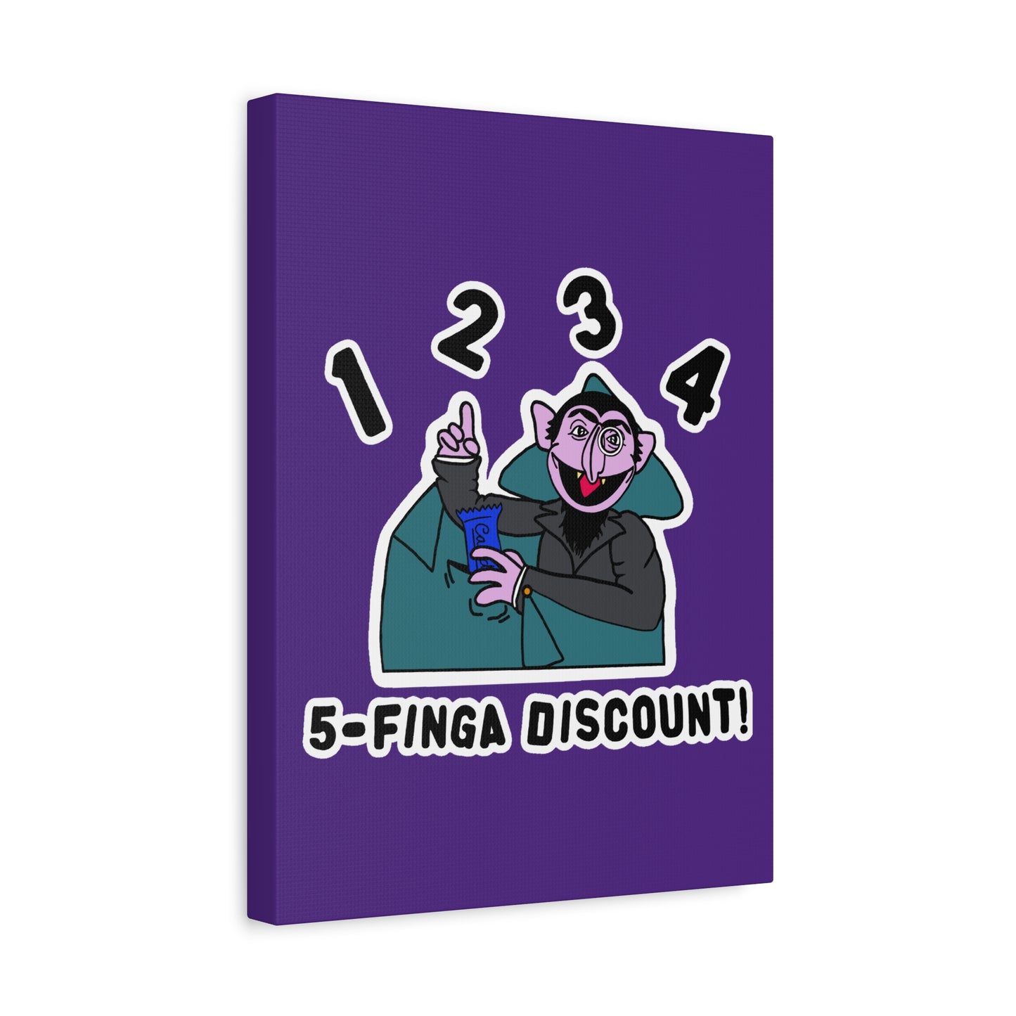 Five Finger Discount Canvas Print Light Purple - Sesame Street The Count Parody Art Print