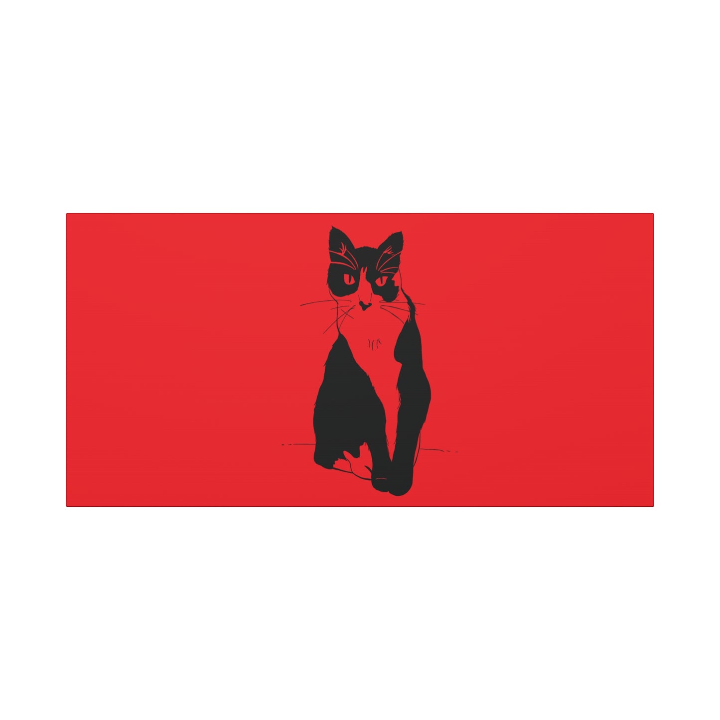 Cat Canvas Print on Red (Transparent Style Cat) - Cat Drawing Art