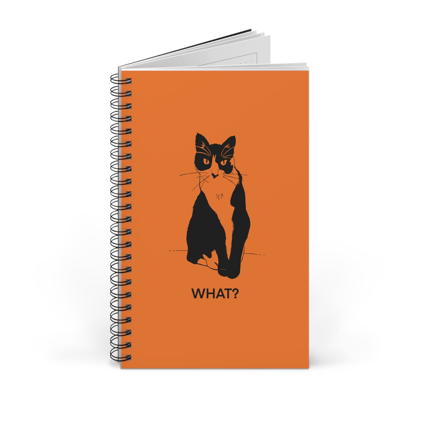 Cattitude Notebook in Light Orange (Transparent Style Cat) - Cat Spiral Notebook
