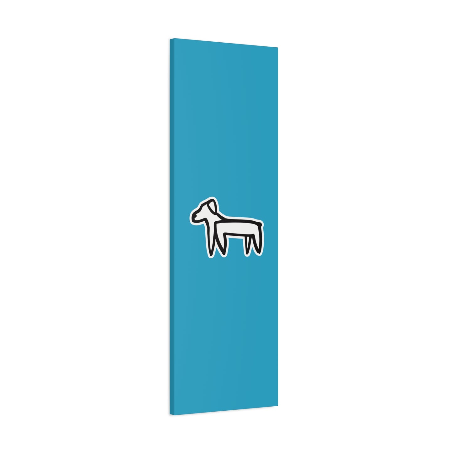 Dog Canvas Print on Turquoise (Sticker Style Black Dog) - Dog Drawing Wall Art