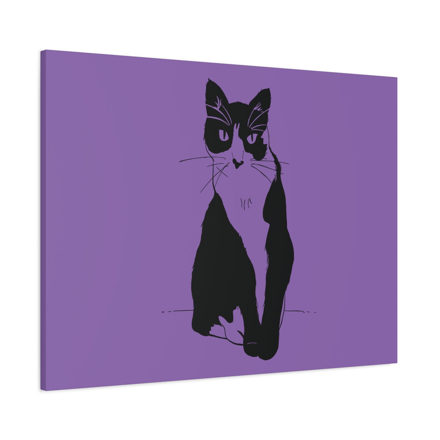 Cat Canvas Print on Purple (Transparent Style Cat) - Cat Drawing Art