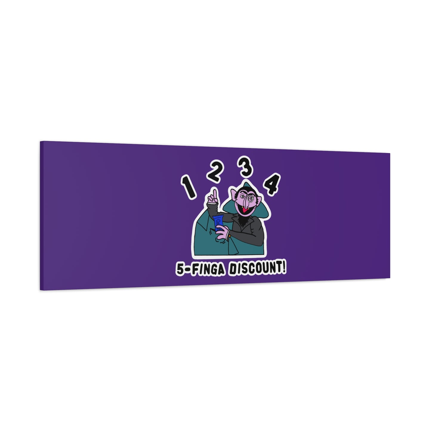 Five Finger Discount Canvas Print Light Purple - Sesame Street The Count Parody Art Print