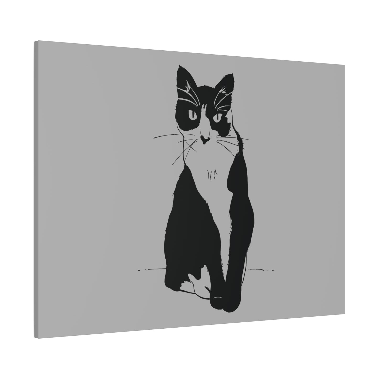 Cat Canvas Print on Grey (Transparent Style Cat) - Cat Drawing Art
