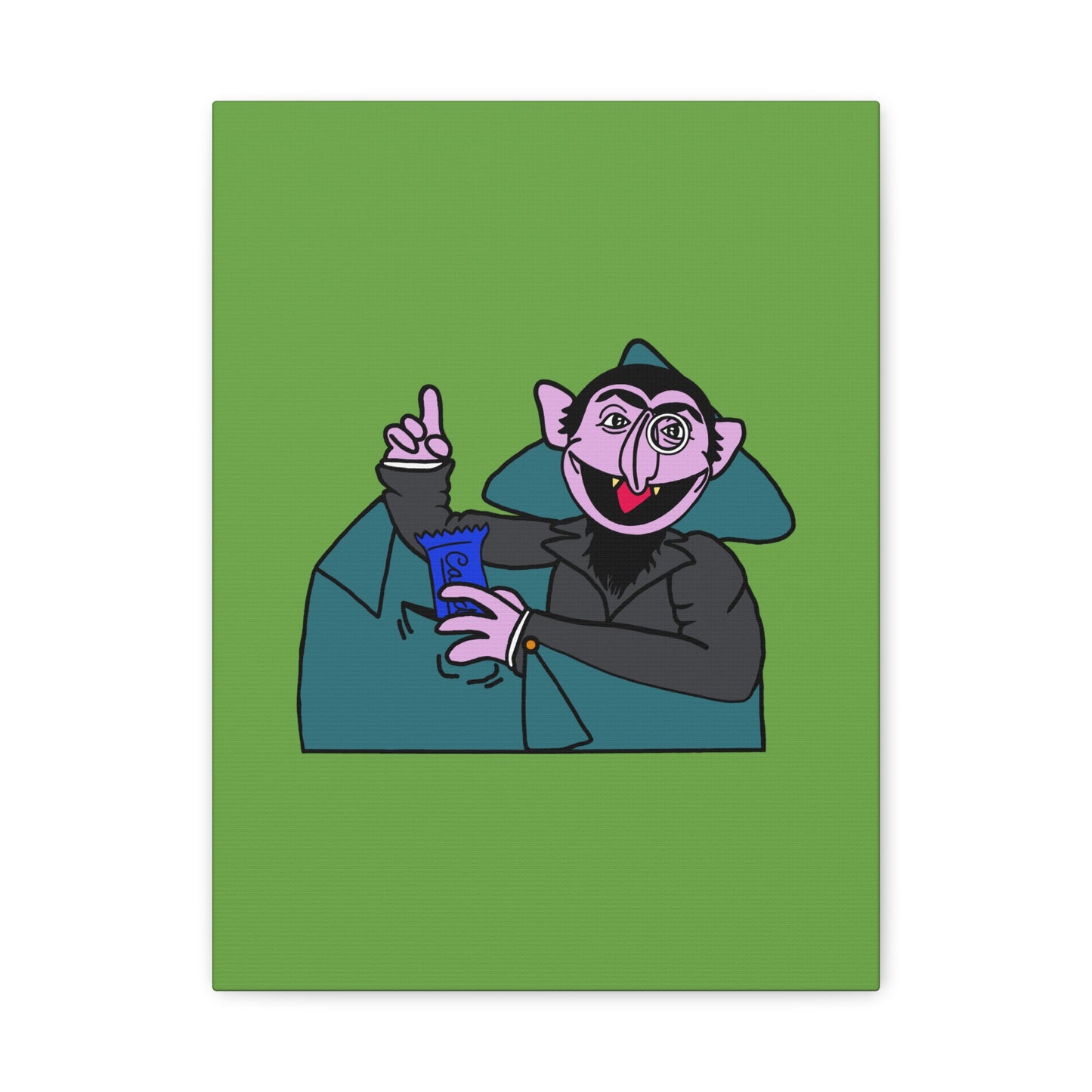 The Count Stealing Candy Canvas Print Green - Sesame Street The Count Parody Art