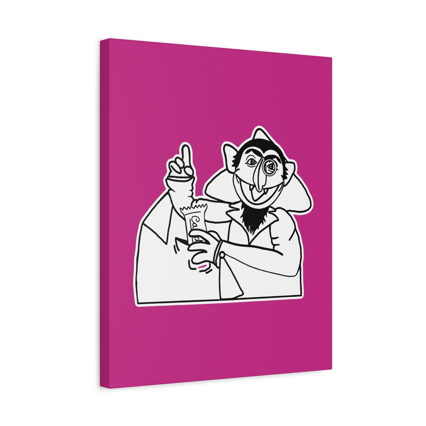 The Count Stealing Candy Outline Canvas Print Pink - Sesame Street The Count Parody Art