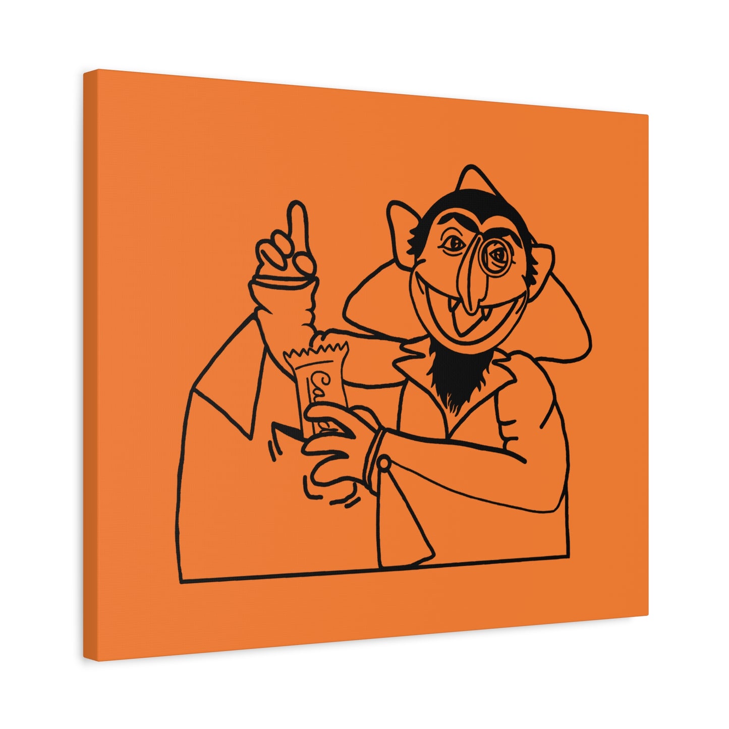 The Count Stealing Candy Outline Canvas Print Light Orange - Sesame Street The Count Parody Art