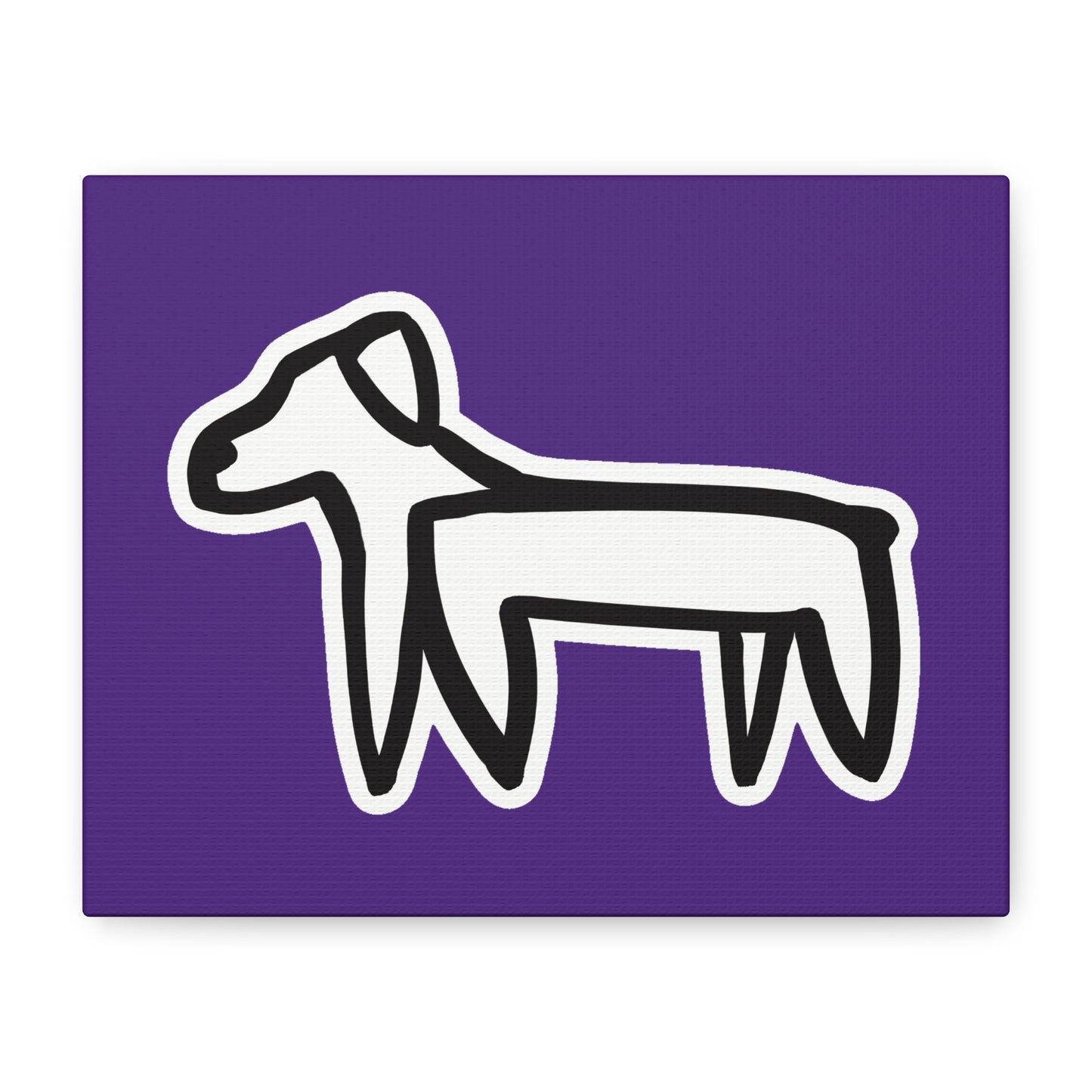 Dog Canvas Print on Purple (Sticker Style White Dog) - Dog Art Print